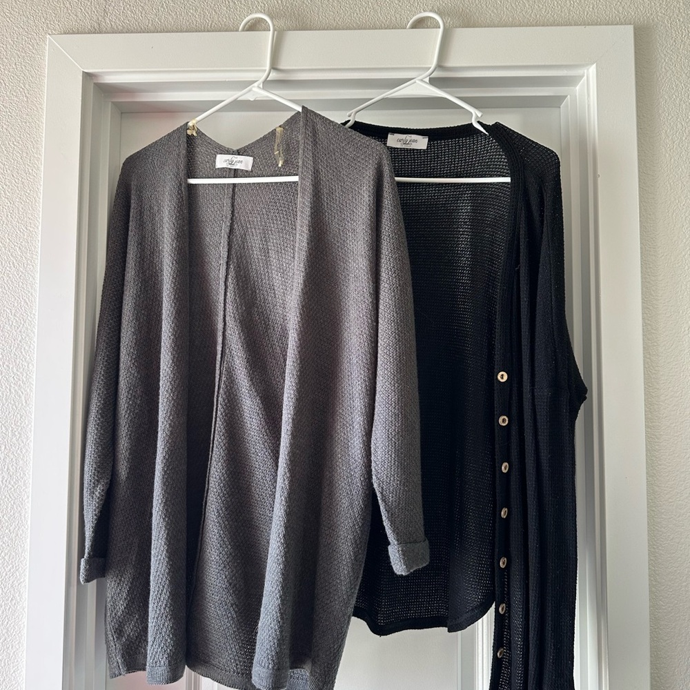 CJLA Gray and Black Women's Sweater Set